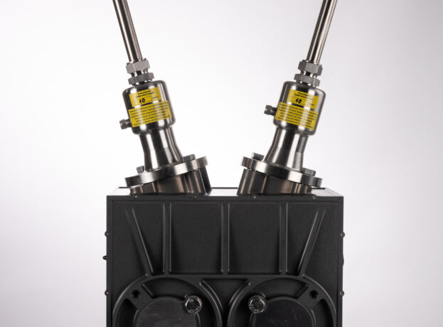 FlareCal box calibration tool with two flare gas ultrasonic transducers inside